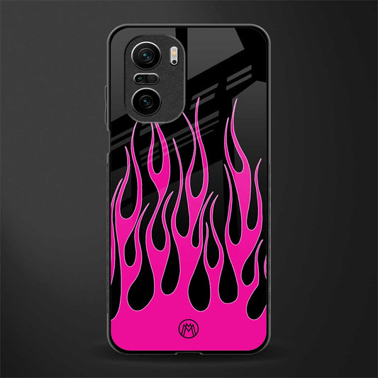 y2k black pink flames glass case for mi 11x 5g image