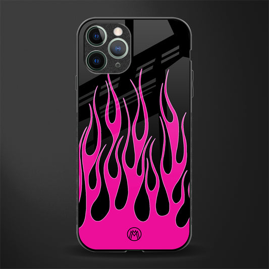 y2k black pink flames glass case for iphone 11 pro image