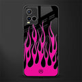 y2k black pink flames glass case for vivo y21t image