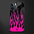 y2k black pink flames glass case for iphone 12 pro image