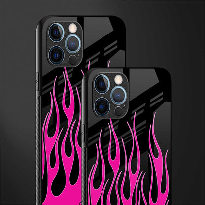 y2k black pink flames glass case for iphone 12 pro max image-2