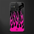 y2k black pink flames back phone cover | glass case for realme narzo 50a