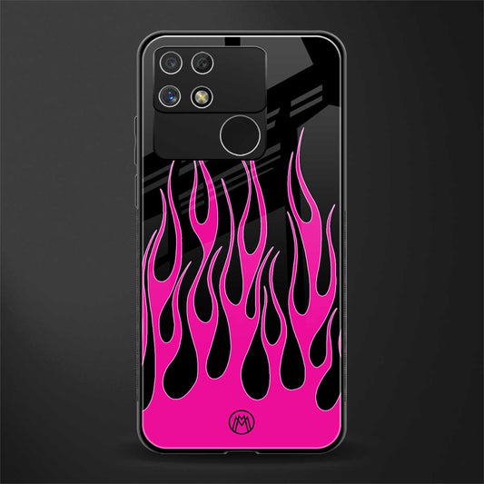 y2k black pink flames back phone cover | glass case for realme narzo 50a