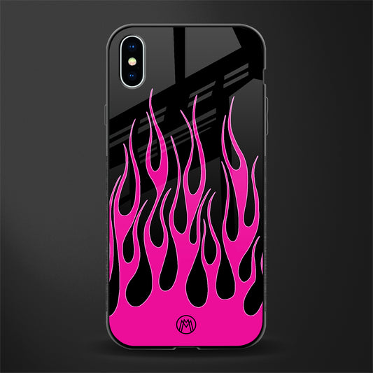 y2k black pink flames glass case for iphone xs max image