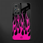 y2k black pink flames glass case for redmi 10 prime image