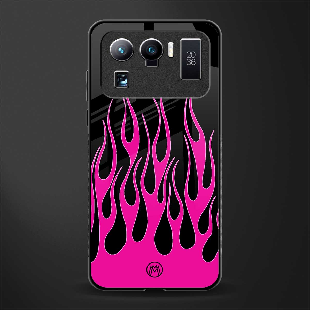 y2k black pink flames glass case for mi 11 ultra 5g image
