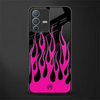 y2k black pink flames glass case for vivo v23 pro 5g image