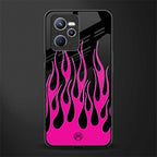 y2k black pink flames glass case for realme c35 image