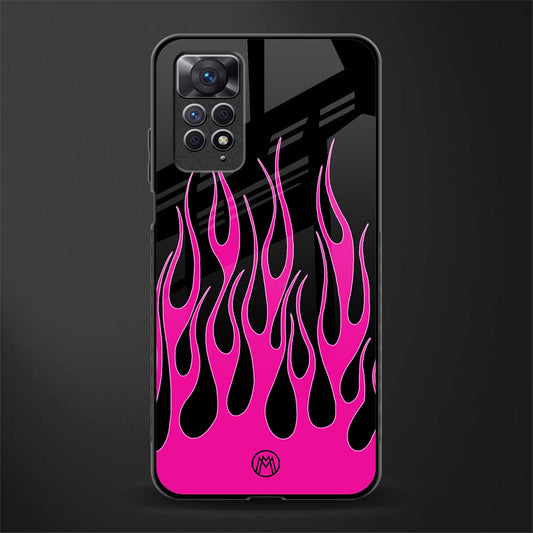 y2k black pink flames back phone cover | glass case for redmi note 11 pro plus 4g/5g