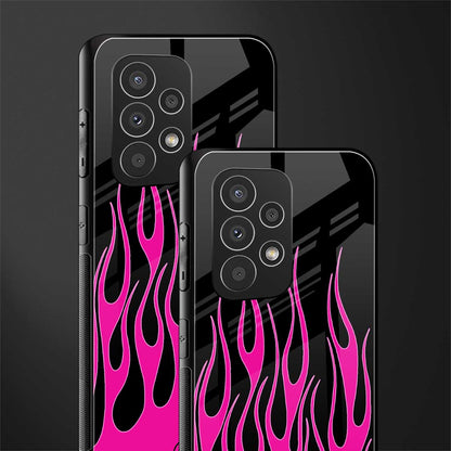 y2k black pink flames back phone cover | glass case for samsung galaxy a23