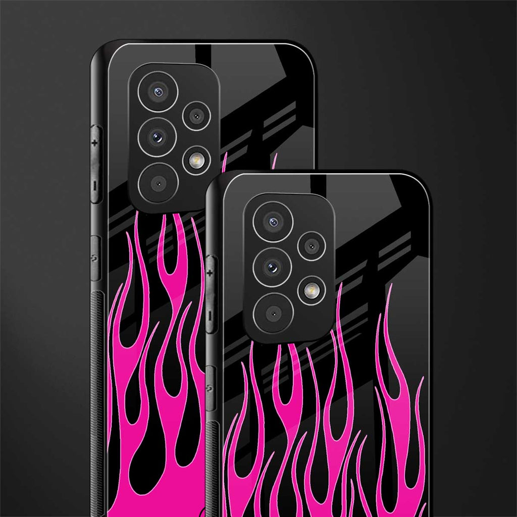 y2k black pink flames back phone cover | glass case for samsung galaxy a53 5g