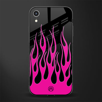 y2k black pink flames glass case for iphone xr image
