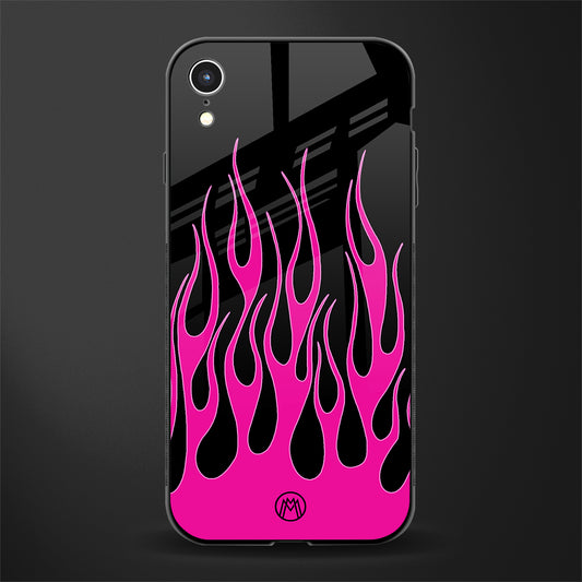 y2k black pink flames glass case for iphone xr image
