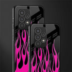 y2k black pink flames back phone cover | glass case for samsung galaxy a73 5g