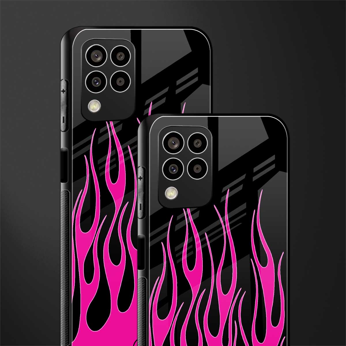 y2k black pink flames back phone cover | glass case for samsung galaxy m33 5g