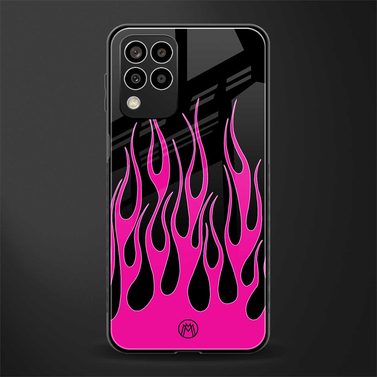 y2k black pink flames back phone cover | glass case for samsung galaxy m33 5g