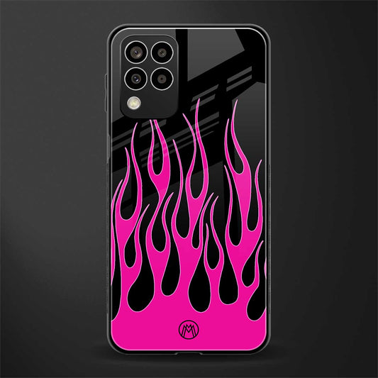 y2k black pink flames back phone cover | glass case for samsung galaxy m33 5g