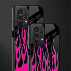 y2k black pink flames back phone cover | glass case for samsung galaxy a13 4g