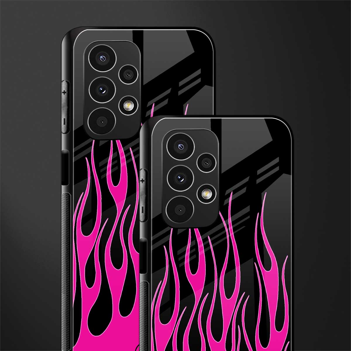 y2k black pink flames back phone cover | glass case for samsung galaxy a13 4g