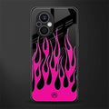 y2k black pink flames back phone cover | glass case for oppo f21 pro 5g