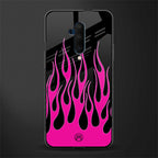 y2k black pink flames glass case for oneplus 7t pro image
