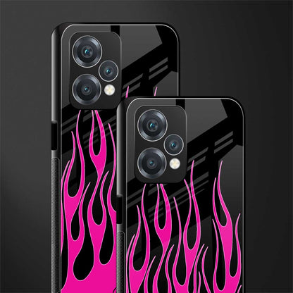 y2k black pink flames back phone cover | glass case for oneplus nord ce 2 lite 5g