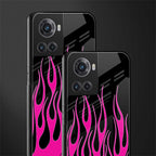 y2k black pink flames back phone cover | glass case for oneplus 10r 5g