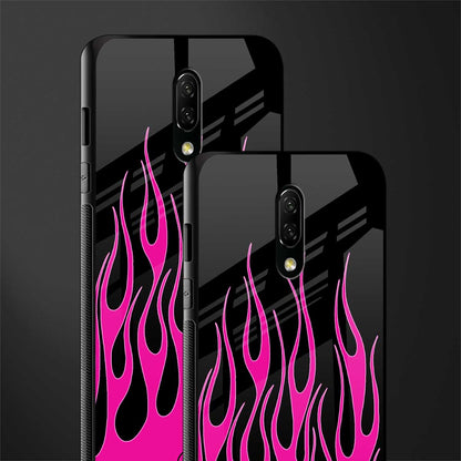 y2k black pink flames glass case for oneplus 7 image-2