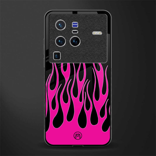 y2k black pink flames glass case for vivo x80 pro 5g image