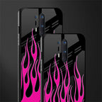 y2k black pink flames glass case for oneplus 8 pro image-2