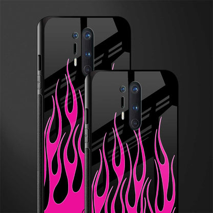 y2k black pink flames glass case for oneplus 8 pro image-2