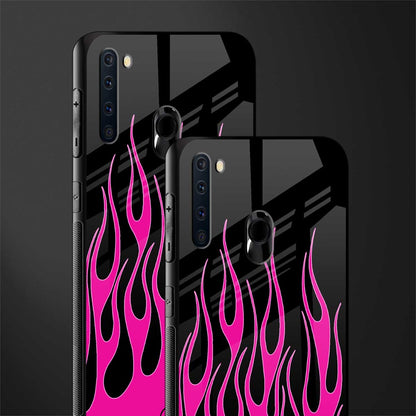 y2k black pink flames glass case for samsung a21 image-2