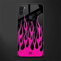 y2k black pink flames glass case for samsung a11 image