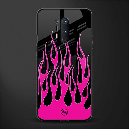 y2k black pink flames glass case for oneplus 8 pro image