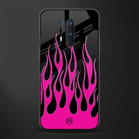 y2k black pink flames glass case for oneplus 8 pro image