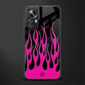 y2k black pink flames back phone cover | glass case for xiaomi 12 pro