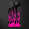 y2k black pink flames glass case for oneplus 6t image