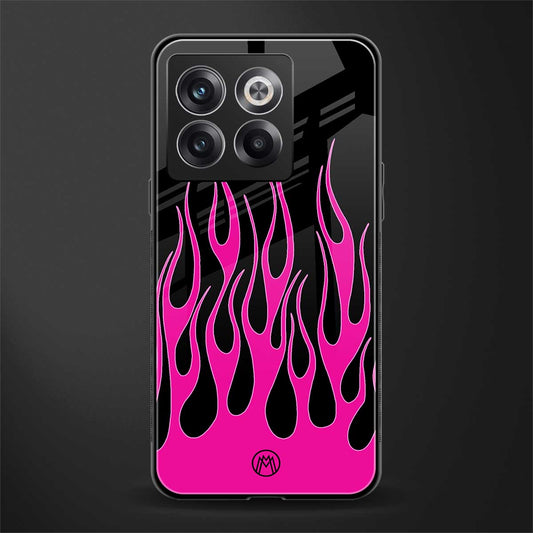 y2k black pink flames back phone cover | glass case for oneplus 10t