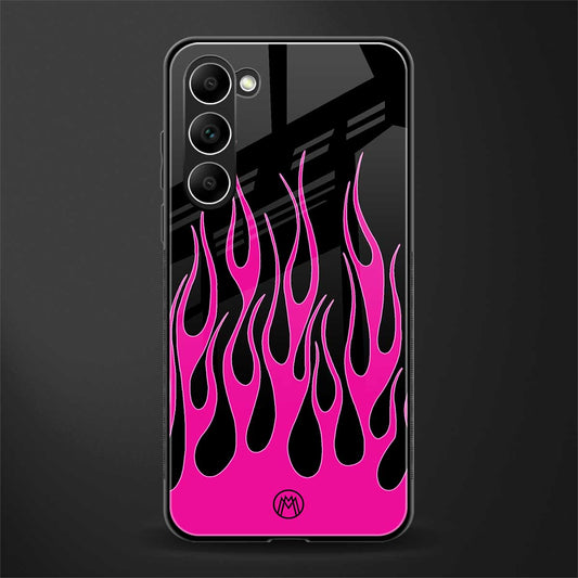 Y2k-Black-Pink-Flames-Glass-Case for phone case | glass case for samsung galaxy s23