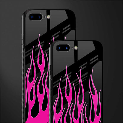 y2k black pink flames glass case for iphone 8 plus image-2