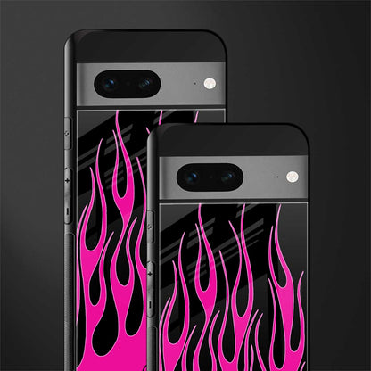 y2k black pink flames back phone cover | glass case for google pixel 7