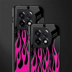 y2k black pink flames back phone cover | glass case for oneplus 11