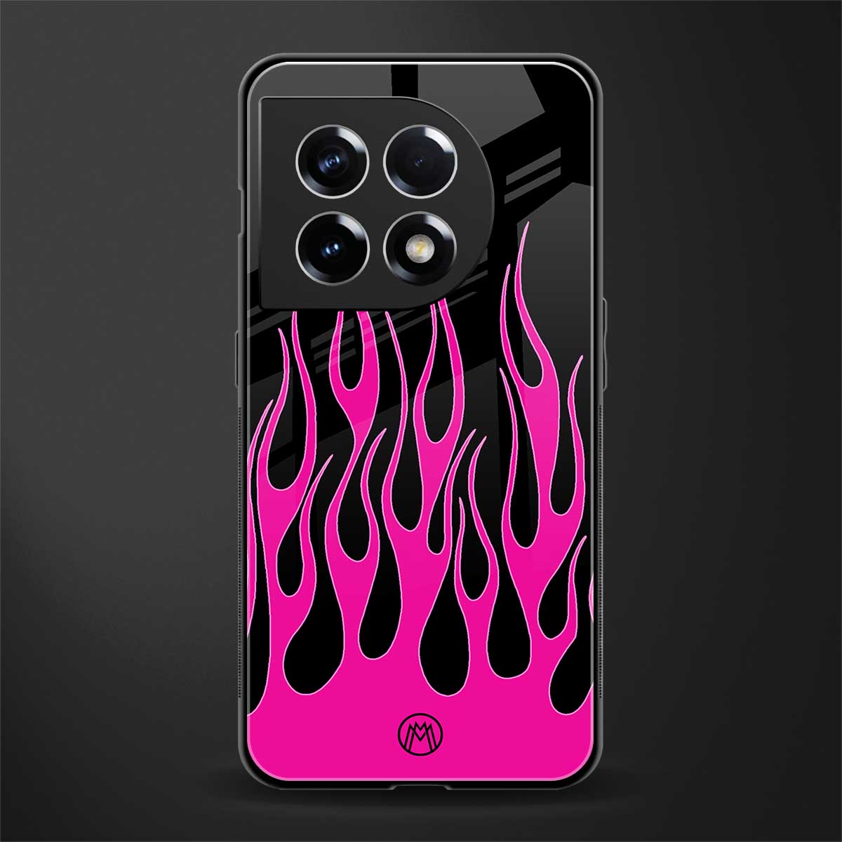 y2k black pink flames back phone cover | glass case for oneplus 11