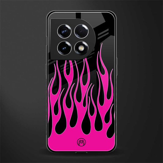 y2k black pink flames back phone cover | glass case for oneplus 11