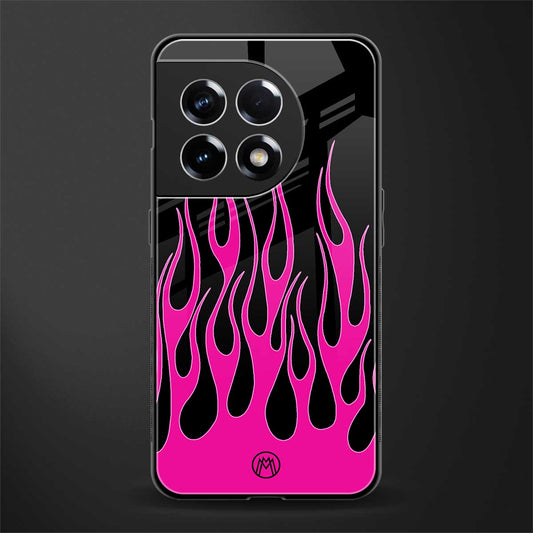 y2k black pink flames back phone cover | glass case for oneplus 11r