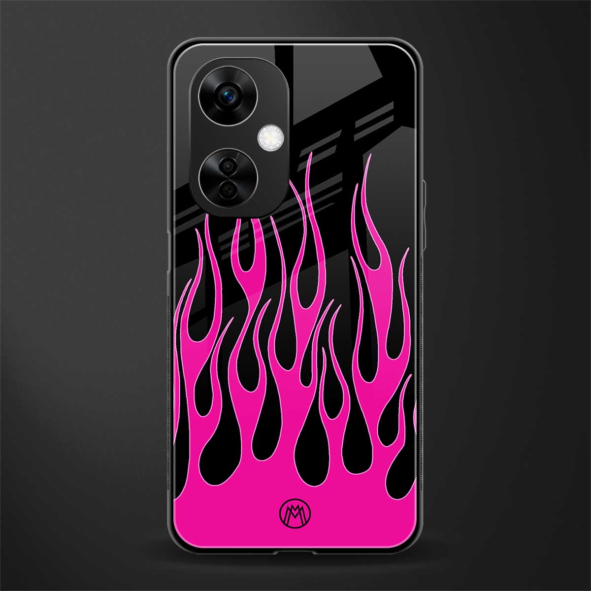 y2k black pink flames back phone cover | glass case for oneplus nord ce 3 lite