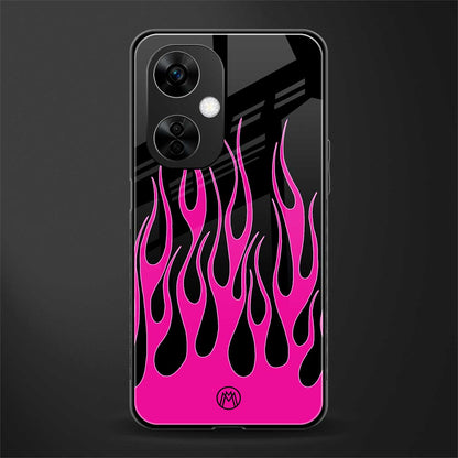 y2k black pink flames back phone cover | glass case for oneplus nord ce 3 lite