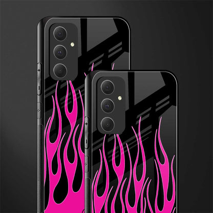 y2k black pink flames back phone cover | glass case for samsung galaxy a54 5g