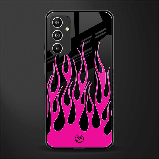y2k black pink flames back phone cover | glass case for samsung galaxy a54 5g