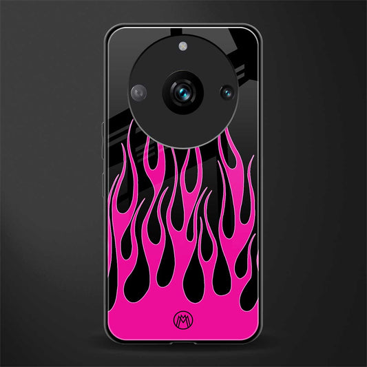 y2k black pink flames back phone cover | glass case for realme 11 pro 5g